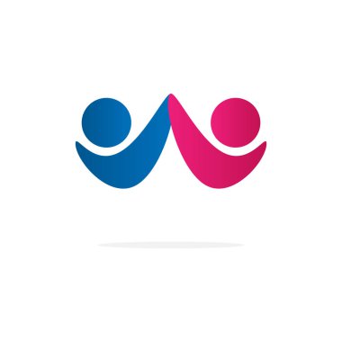 Ağ insanları simgesi. Sosyal iletişim sembolü vektör düz çizim. Milliyetçi insanlar beyazlar üzerinde izole edilmiş. Sağlıklı yaşam konsepti.