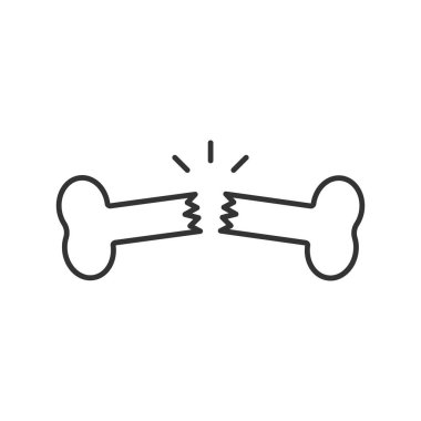 Kırık kemik çizgisi ikonu. Vektör illüstrasyonu beyaz arkaplanda izole edildi