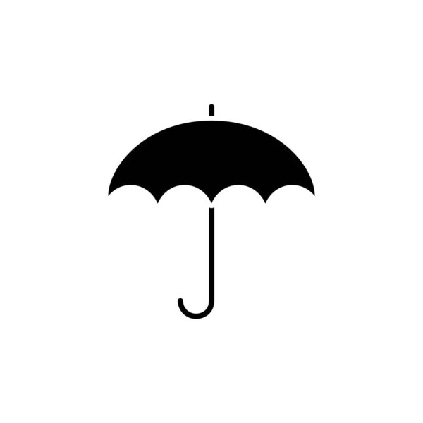 Umbrella black icon. Isolated on white. Stock vector illustration in flat style