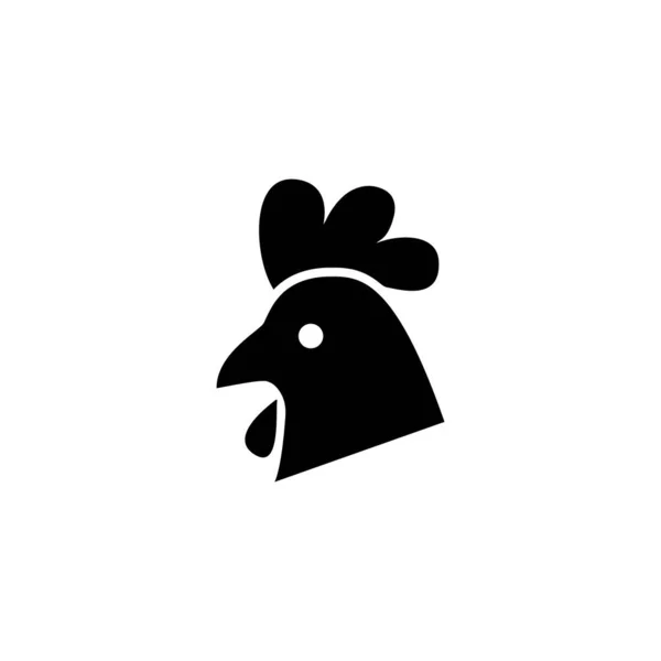 Icono Pollo Negro Cabeza Animal Signo Granja Aislado Sobre Fondo — Vector de stock