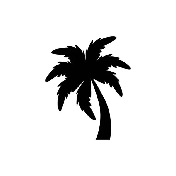 Ikona Palmy Kokosowej Ilustracja Wektora Odizolowana Białym Czarna Sylwetka Palmy — Wektor stockowy