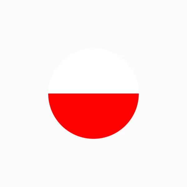 Ícone Bandeira Redonda Polaca Ilustração Vetor Circular Bandeira Polônia Nacional — Vetor de Stock