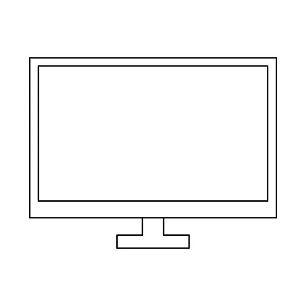 Icono Línea Ilustración Vectorial Monitor Computadora Pantalla Vacía Estilo Plano — Vector de stock