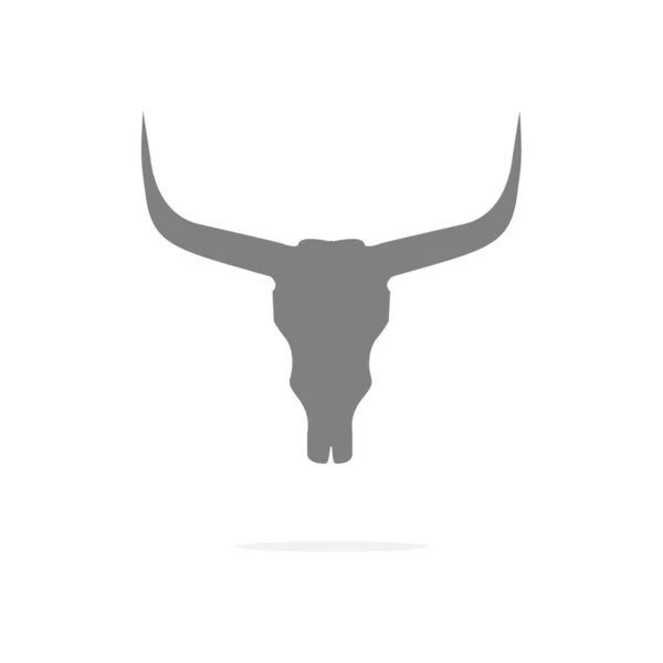 頭蓋骨のアイコンだ 水牛の頭ベクトルイラストは白に隔離された 角のある動物の頭蓋骨 テキサス動物頭記号 危険標識 — ストックベクタ