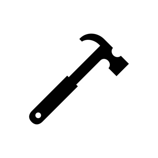 铁锤黑色图标 在白色上孤立的矢量锤符号说明 — 图库矢量图片