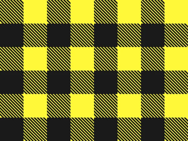 Yellow Black Lumberjack Plaid Seamless Pattern Simple Vintage Textile Design — Stock Vector