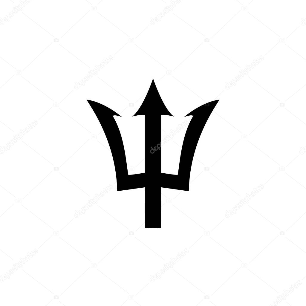 Trident black icon. Neptune sign. Barbados national symbol vector illustration. Isolated on white.