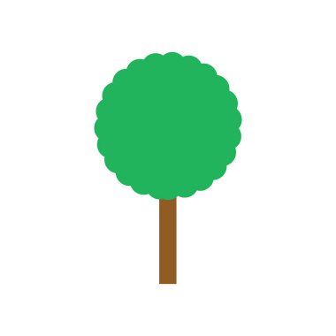 Ağaç yeşili ikon. Düz stil vektör illüstrasyonunda düz ağaç. Orman bitkisi silueti. Beyazda izole edilmiş.