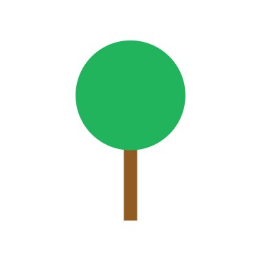 Ağaç yeşili ikon. Düz stil vektör illüstrasyonunda düz ağaç. Orman bitkisi silueti. Beyazda izole edilmiş.