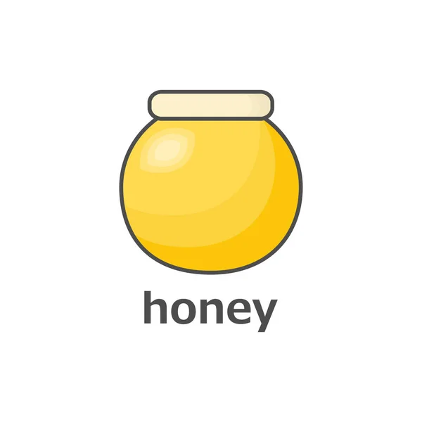 Honey Glass Jar Icon Sweet Bee Food Vector Illustration Isolated — Stock Vector