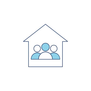 Ev vektöründe insan simgesi. Evde kalıp beyazı izole et.. 