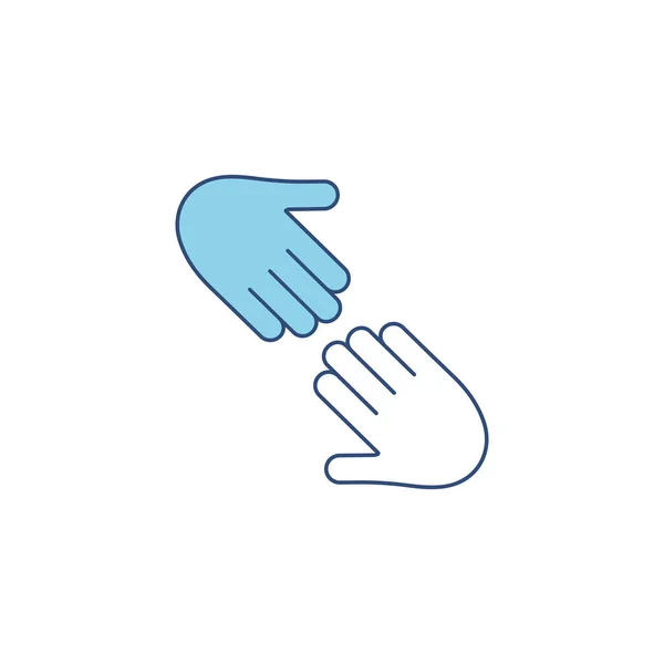 Två Utsträckta Händer Ikonen Blå Armar Kontur Hjälp Och Lagarbete — Stock vektor