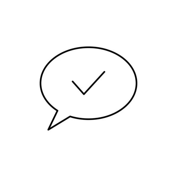 Check Mark Line Icon Speech Bubble Linear Approved Sign Chat — Stock Vector