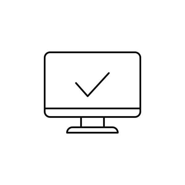 Icono Línea Verificación Del Ordenador Ilustración Vectorial Aislada Blanco — Vector de stock