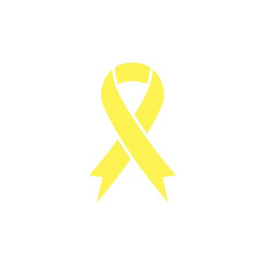 Sarı Bilinç Kurdelesi Simgesi. Sarkoma kemiği sembolü. Çocukluk kanseri işareti. Vektör illüstrasyonu beyazda izole edildi.