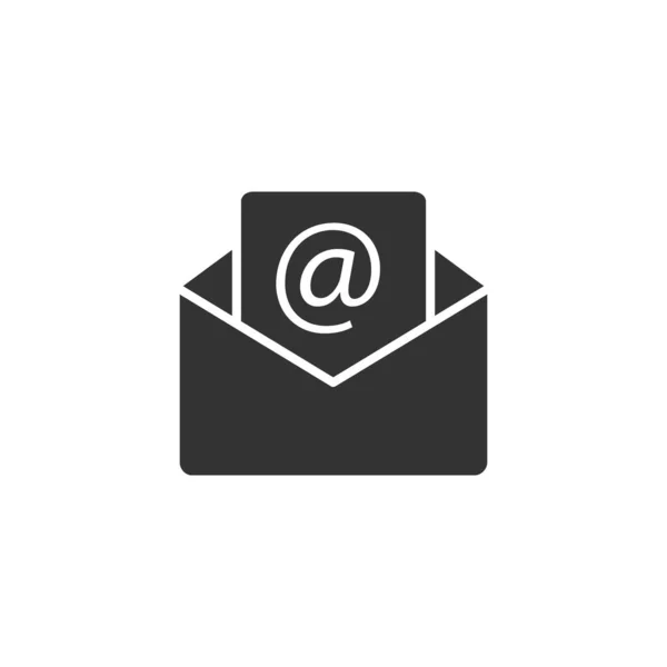 Open Envelop Zwart Pictogram Mail Silhouet Omtrek Teken Zakelijke Communicatie — Stockvector