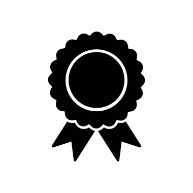 Rozet simgesi. Ödül sembolü. Başarı ve galibiyet işareti. Sertifika konsepti. Vektör illüstrasyonunu onayla. Beyazda izole edilmiş.