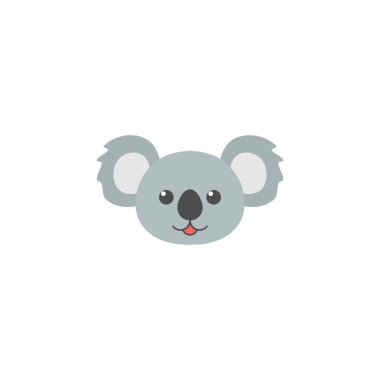 Koala emoji kafası. Hayvani, sevimli, duygusal yüz. Vektör illüstrasyonu beyazda izole edildi.