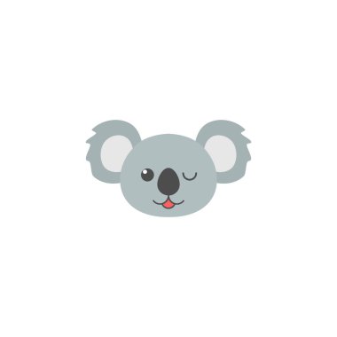 Koala emoji kafası. Hayvani, sevimli, duygusal yüz. Vektör illüstrasyonu beyazda izole edildi.