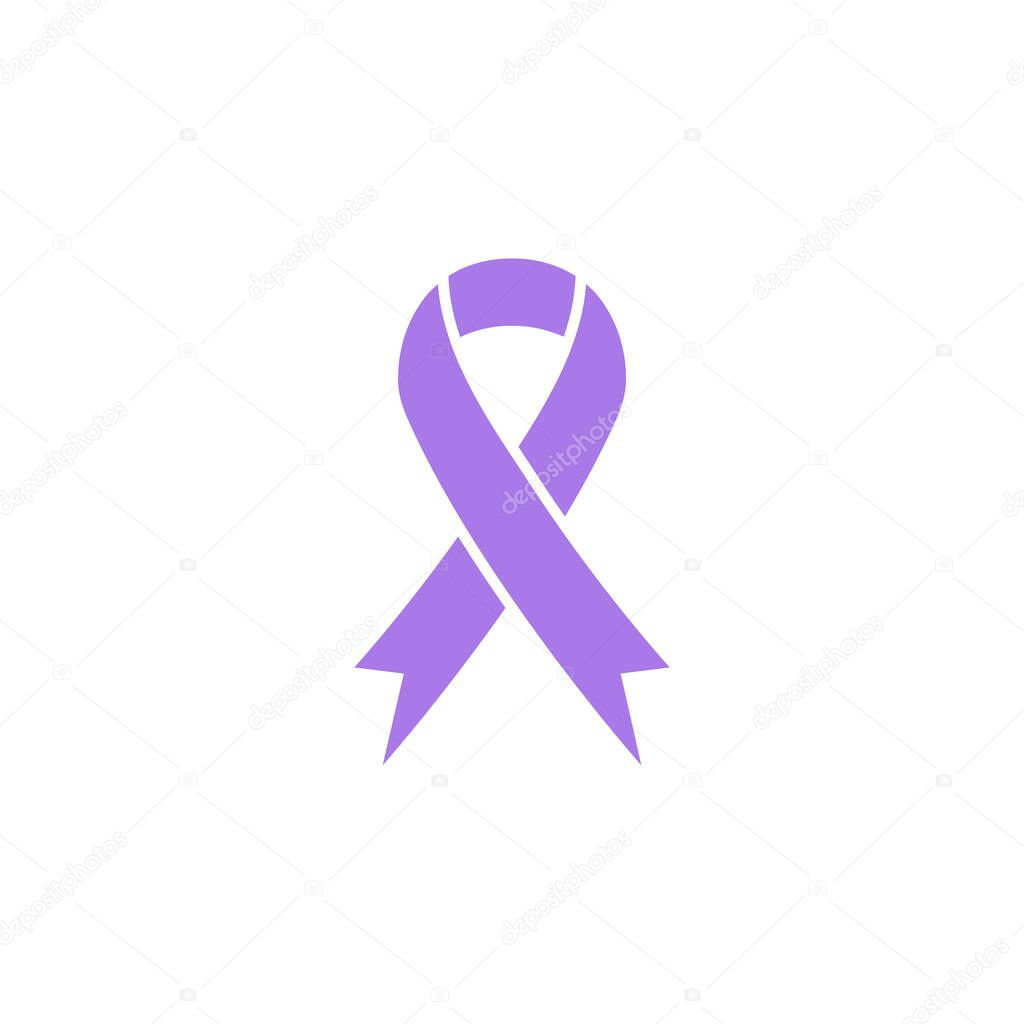 Purple Awareness Ribbon Icon. World Alzheimer's Day concept. World Lupus Day vector illustration isolated on white.