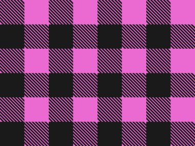 Pembe ve siyah oduncu ekose desenli. Basit klasik tekstil tasarımı. İskoç kafesi. Tartan ekoseli ekoseli seçili kalıp arkaplanı