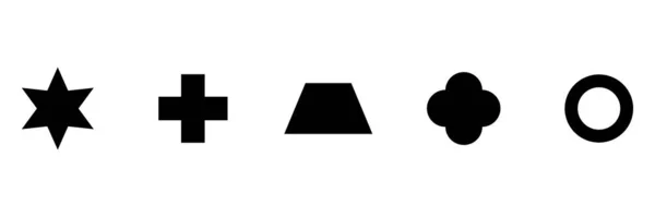 Набор Иконок Геометрических Фигур Черная Коллекция Силуэтов Основная Форма Изолирована — стоковый вектор