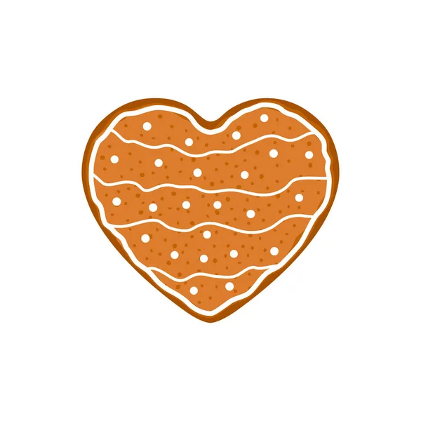 Cute Chocolate Cookies Heart Shape Christmas Gingerbread Cartoon Symbol Vector — Stock Vector