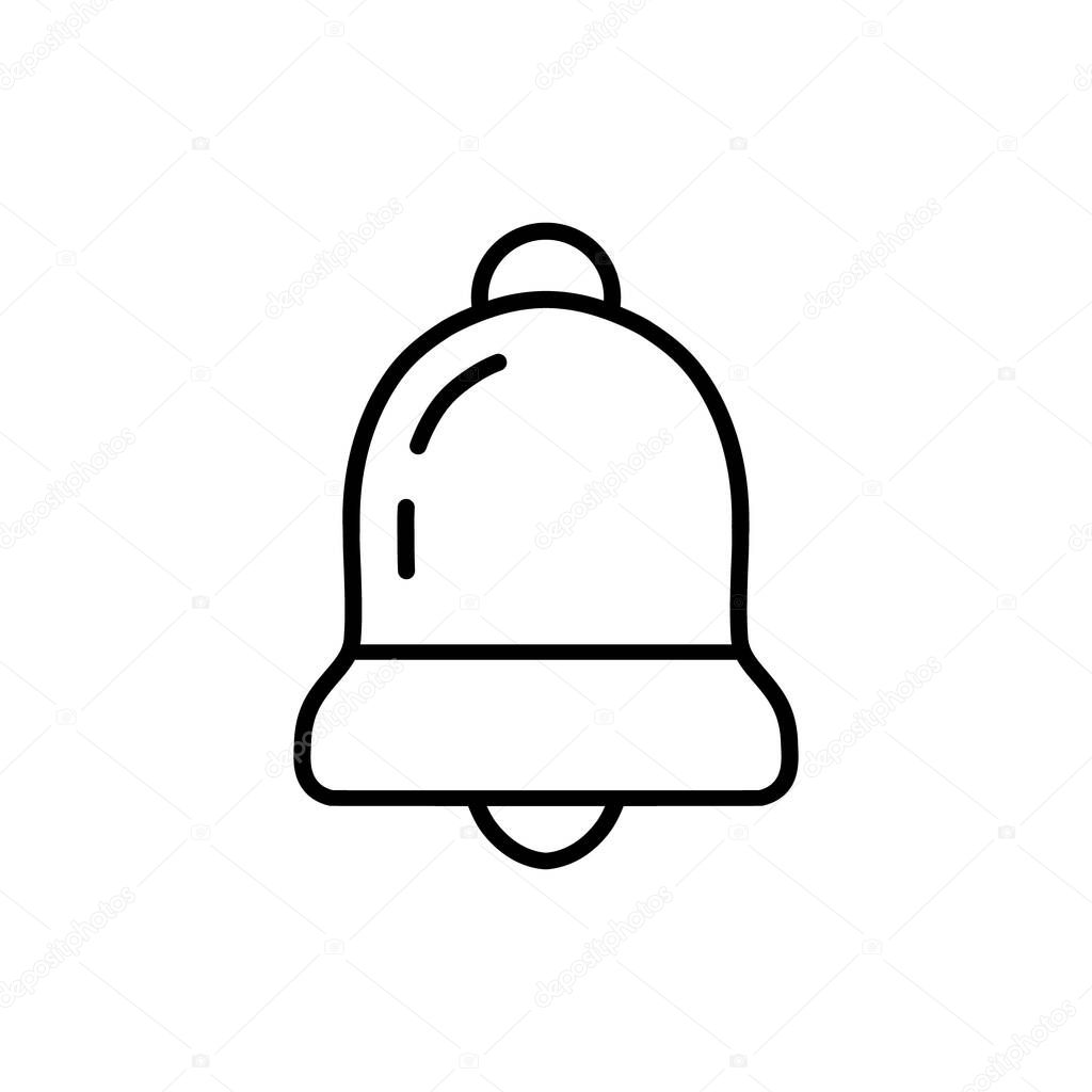 Bell line icon. Black linear alarm symbol. Vector illustration isolated on the white background