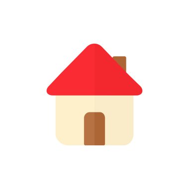 Ev düz ikonu. Beyaz arka planda izole edilmiş ev sembolü. Vektör illüstrasyonu