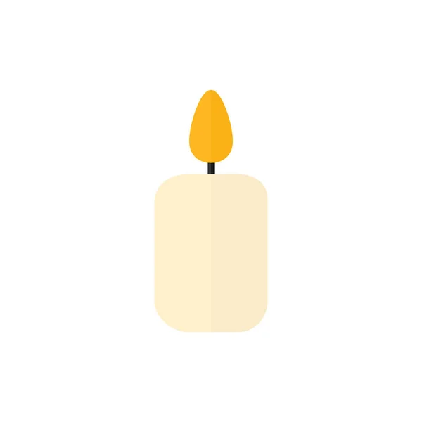 Kerze Flach Symbol Licht Brennt Umrisse Symbol Vektor Weihnachtsschild Isoliert — Stockvektor
