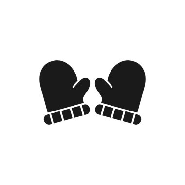 Kış eldiveni ikonu. Eldiven çifti siyah sembol. Vektör illüstrasyonu beyazda izole edildi.