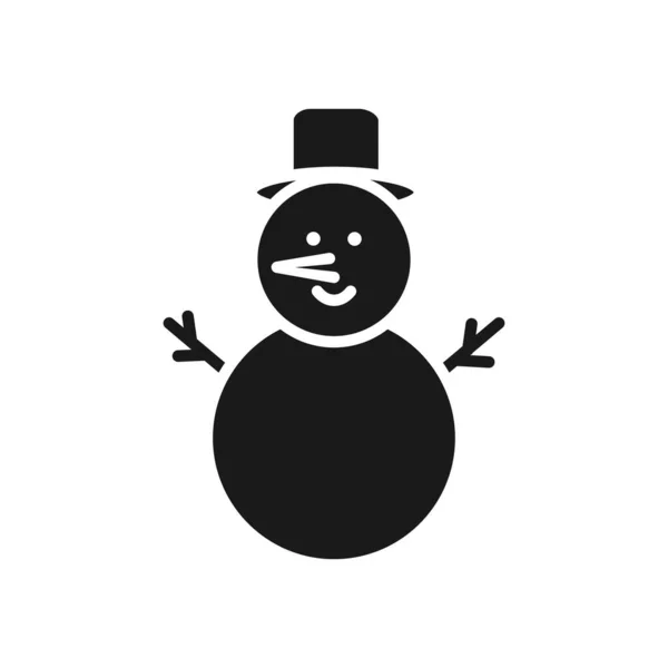 Icône Bonhomme Neige Noël Jouet Hiver Silhouette Noire Illustration Vectorielle — Image vectorielle