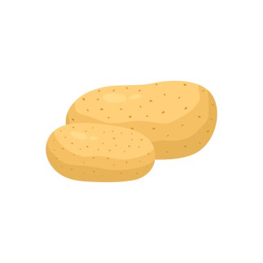 Patatesler taze sebze ikonu. Sağlıklı yiyecek lezzetli bir sembol. Vektör beyazda izole edildi.