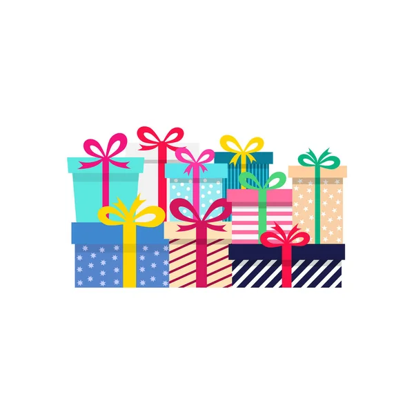Cadeaudoosjes Set Icoon Vakantie Concept Met Schattige Kleurrijke Cadeautjes Doos — Stockvector