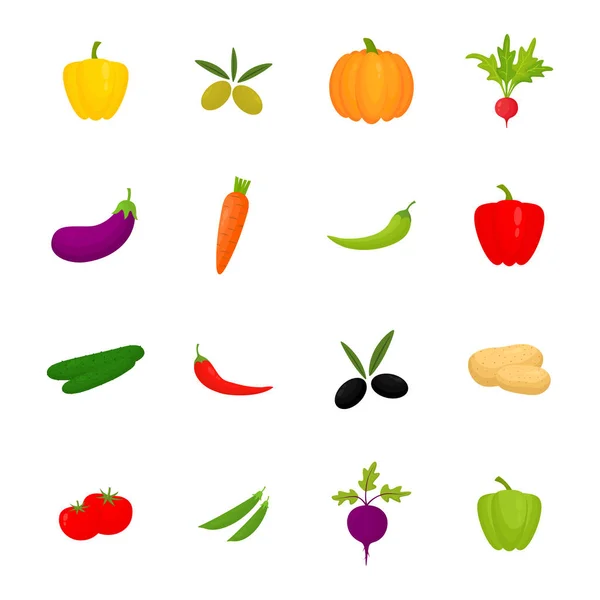 Gemüse Setzt Symbole Frische Organische Elemente Gruppieren Sich Sammlung Gesunder — Stockvektor