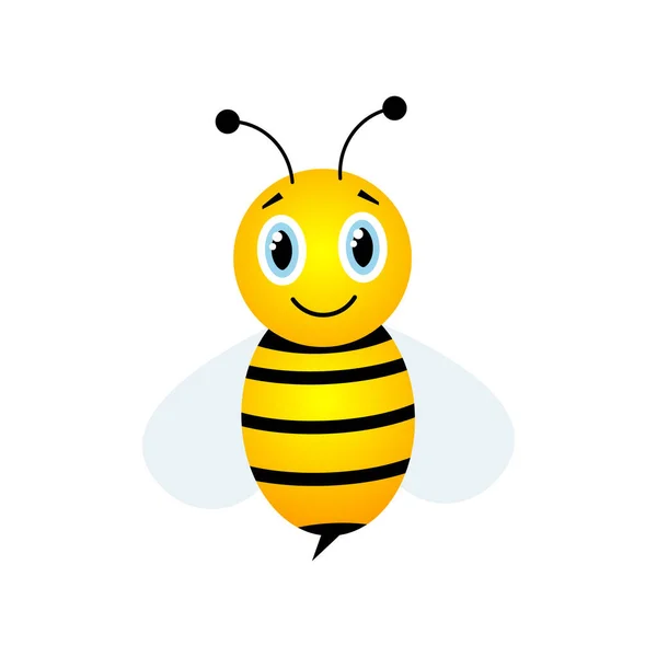 Bee Flat Character Cute Flying Bee Isolated White Vector Cartoon — Stock Vector