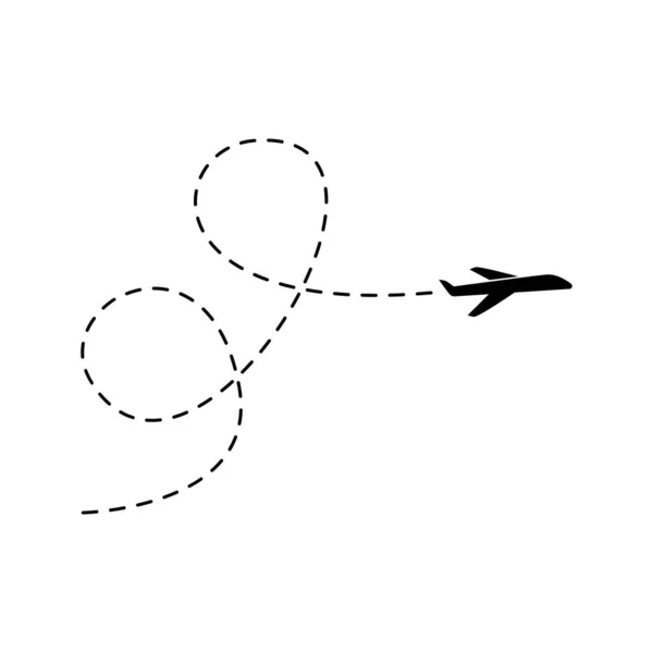 Uçak Hattı Rota Vektör Simgesi Seyahat Konsepti Uçuş Rotası Başlangıç — Stok Vektör
