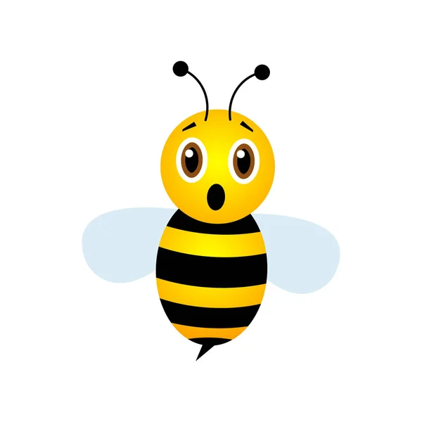 Wystraszona Pszczoła Cute Przestraszyć Pszczoły Otwartymi Ustami Ilustracja Wektora — Wektor stockowy