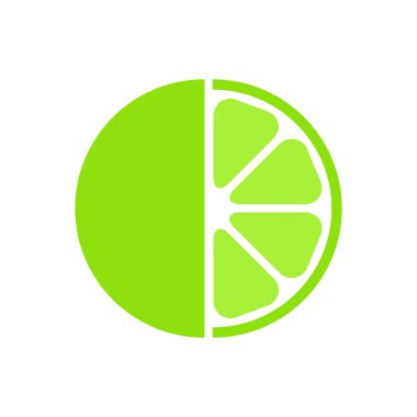 Limon dilimi ikonu. Lezzetli yarı tatlı meyve sembolü. Beyaz üzerine izole edilmiş limon barış vektörü çizimi.