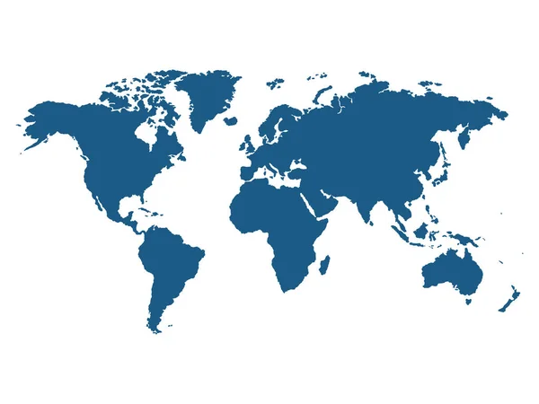 Carte Monde Illustration Des Continents Terrestres Isolés Sur Fond Blanc — Image vectorielle