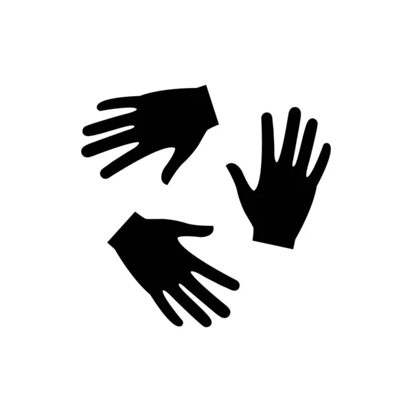 Mãos Juntas Forma Redonda Assistência Humanitária Silhueta Negra Voluntário Caridade — Vetor de Stock