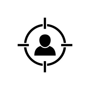 Hedef kitle ikonu. Müşteri hedefleme işareti. Kelle avcısı sembolü. İnsanları hedef al. Pazar parçası vektör çizimi.
