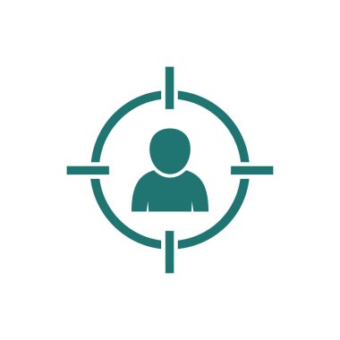 Hedef kitle ikonu. Müşteri hedefleme işareti. Kelle avcısı sembolü. İnsanları hedef al. Pazar parçası vektör çizimi.