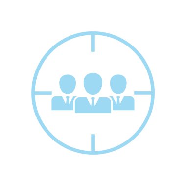 Hedef kitle ikonu. Kelle avcısı sembolü. İnsanları hedef al. Piyasa segmenti vektör çizimi. İstemci hedef işareti.