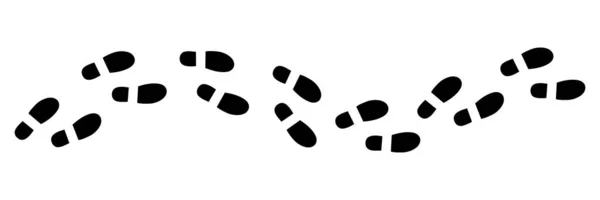 Schwarze Fußabdrücke Stehen Isoliert Auf Weißem Hintergrund Schritte Schuhe Silhouette — Stockvektor