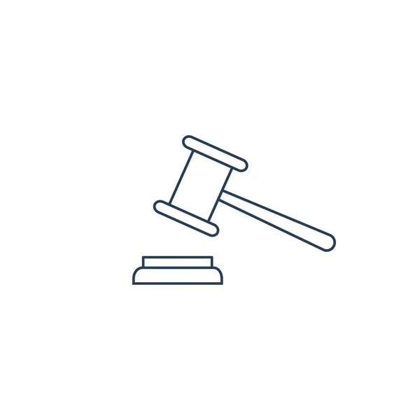 Hammer Justice Line Icon Law Symbol Court Gavel Linear Vector — Stock Vector