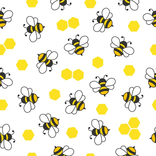 Modèle Sans Couture Avec Des Abeilles Volantes Vector Cartoon Abeilles — Image vectorielle