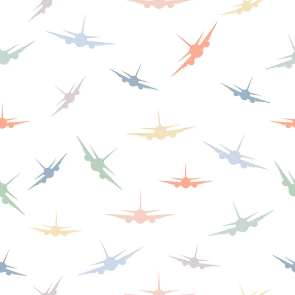 Patrón Sin Costuras Con Aviones Transporte Aéreo Vectorial Ilustración Infantil — Vector de stock