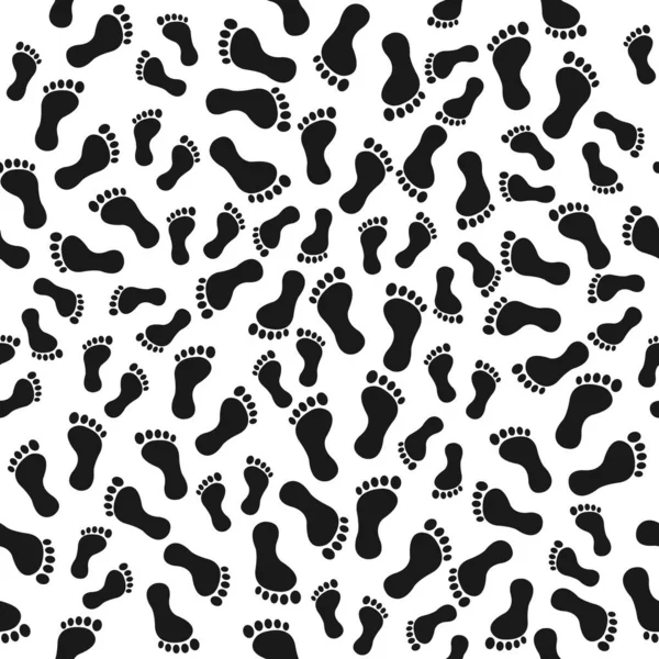 Seamless Pattern Human Footprints Black People Feet Symbol Vector Illustration — Stock Vector