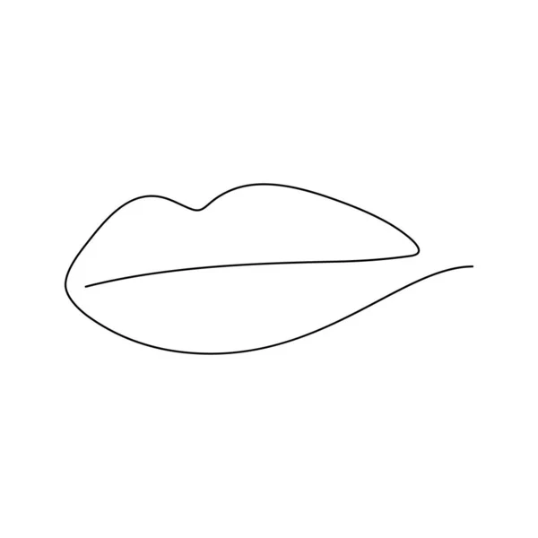 Icono Continuo Labios Femeninos Una Línea Arte Ilustración Vectorial Aislada — Vector de stock